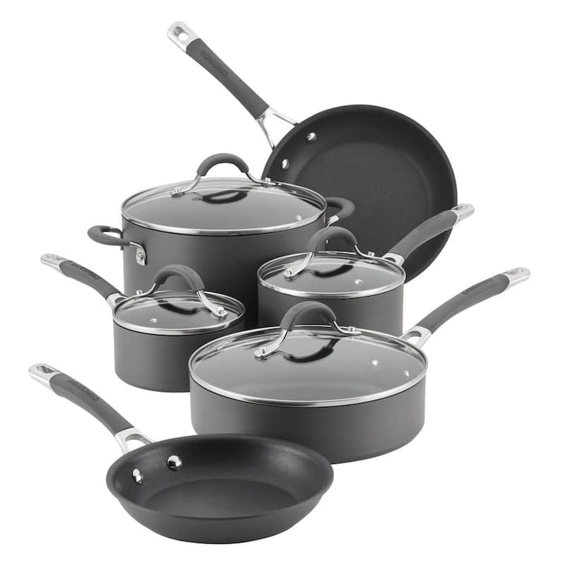 Radiance 10-Piece Hard-Anodized Aluminum Nonstick Cookware Set in Gray