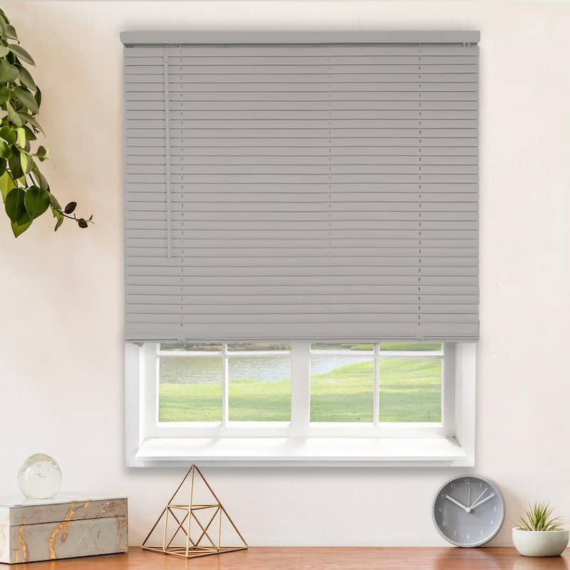 Gray Cordless Room Darkening Vinyl Mini Blind with 1 in. Slats 59 in. W x 84 in. L