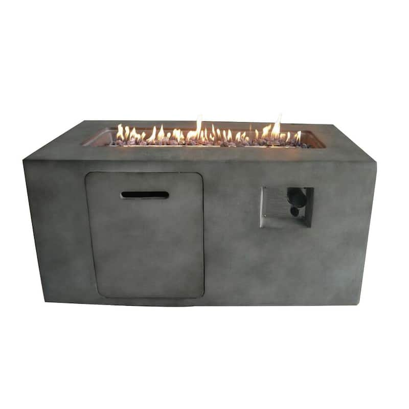 Suzano 41.7 in. x 23.2 in. Rectangular Cement Propane Fire Pit in Gray