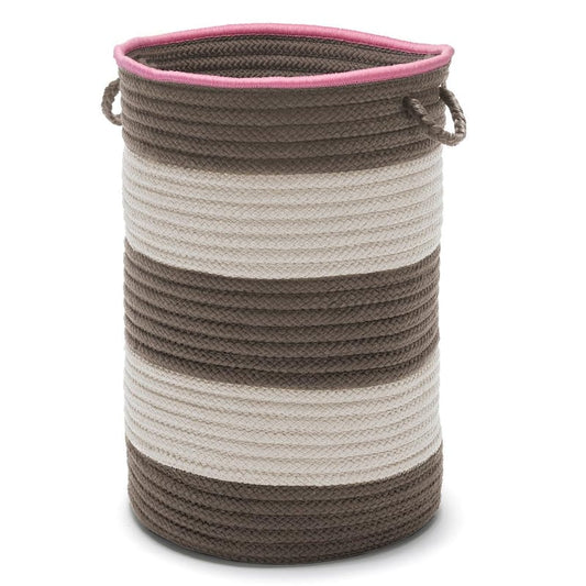 Color Pop Round Polypropylene Hamper Gray Pink 16 in. x 16 in. x 24 in.