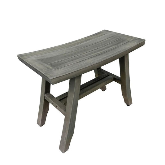 Satori 24 in. W x 12 in. D Teak Adjustable Shower Seat in Gray