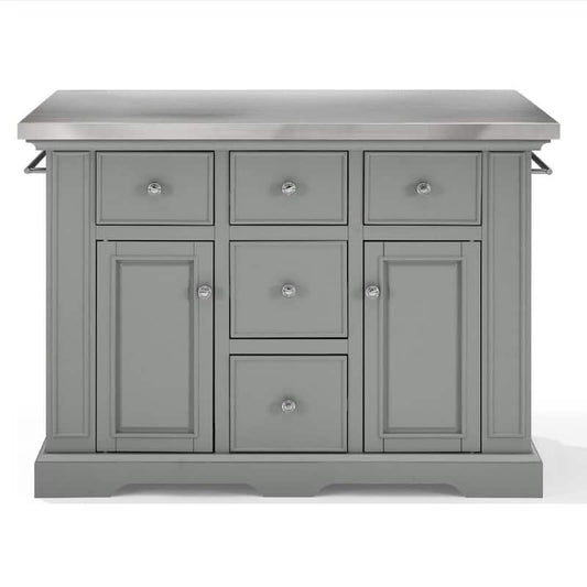 Julia Gray Kitchen Island with Towel Rack