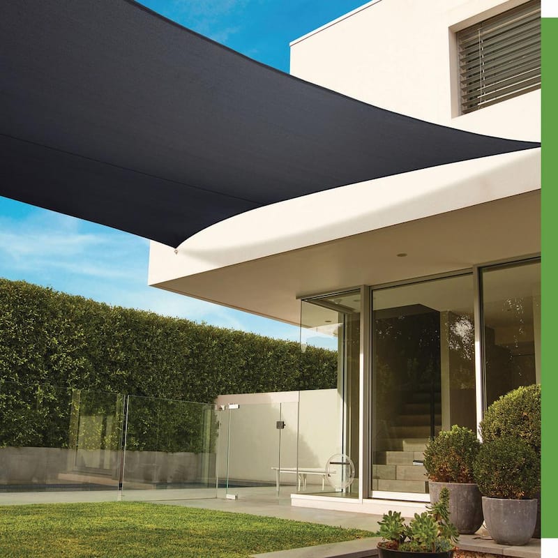 Premium Rectangle 16.42 ft. x 9.92 ft. Graphite Shade Sail Kit