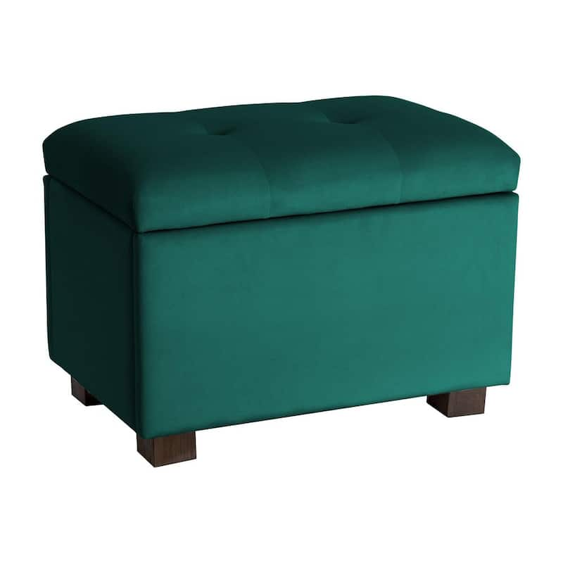 Asha Green Velvet Storage Ottoman