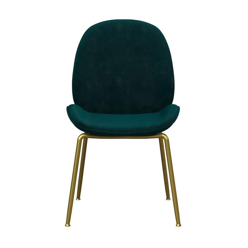 Astor Green Velvet Upholstered Dining Chair with Brass Metal Leg