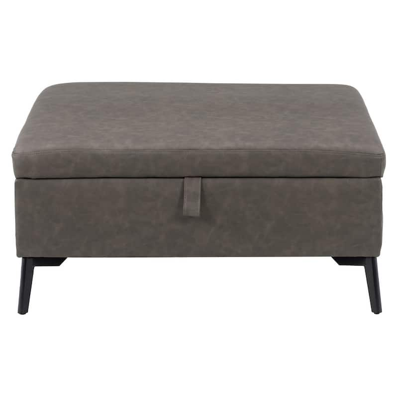 Linden Grey Square Storage Ottoman