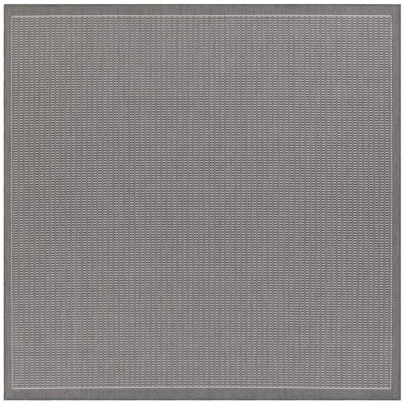 Recife Saddle Stitch Grey-White 9 ft. x 9 ft. Square Indoor/Outdoor Area Rug