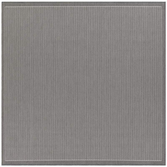 Recife Saddle Stitch Grey-White 9 ft. x 9 ft. Square Indoor/Outdoor Area Rug