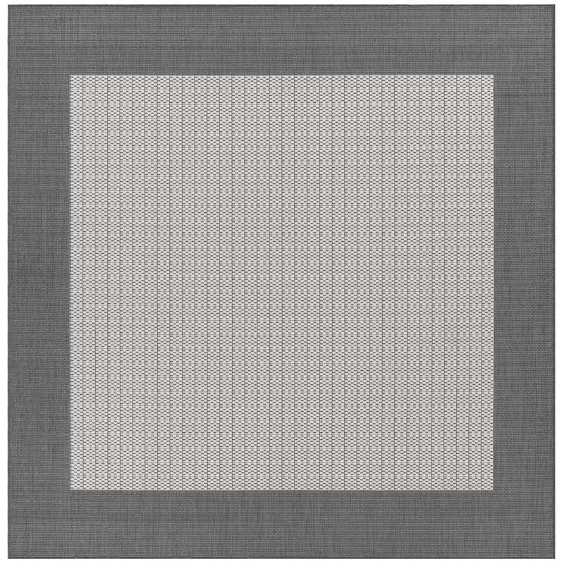 Recife Checkered Field Grey-White 9 ft. x 9 ft. Square Indoor/Outdoor Area Rug