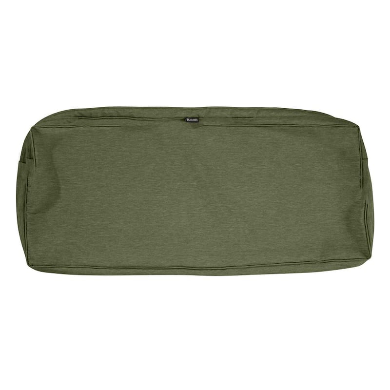 Montlake FadeSafe 59 in. W x 18 in. D x 3 in. H Patio Bench/Settee Cushion Slip Cover in Heather Fern Green