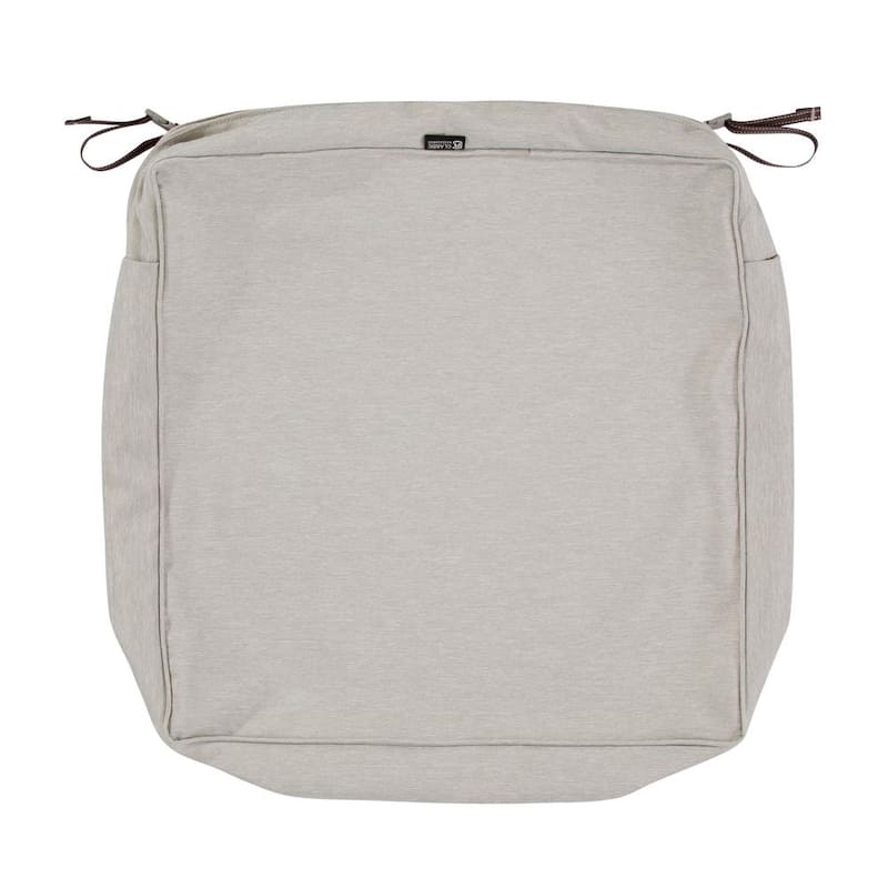 Montlake FadeSafe 23 in. W x 23 in. D x 5 in. H Square Patio Lounge Seat Cushion Slip Cover in Heather Grey