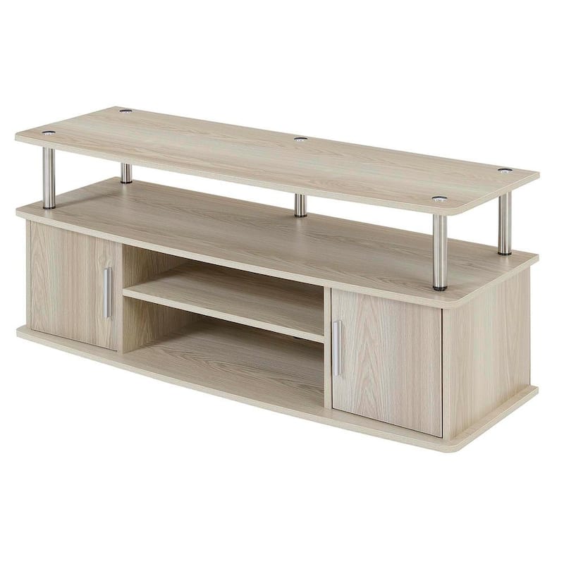 Designs2Go 47 in. Ice White Particle Board TV Stand Fits TVs Up to 50 in. with Storage Doors