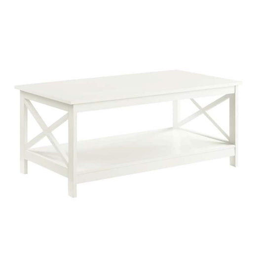 Oxford 39 .5 in. Ivory Standard Rectangle MDF Coffee Table With Shelf