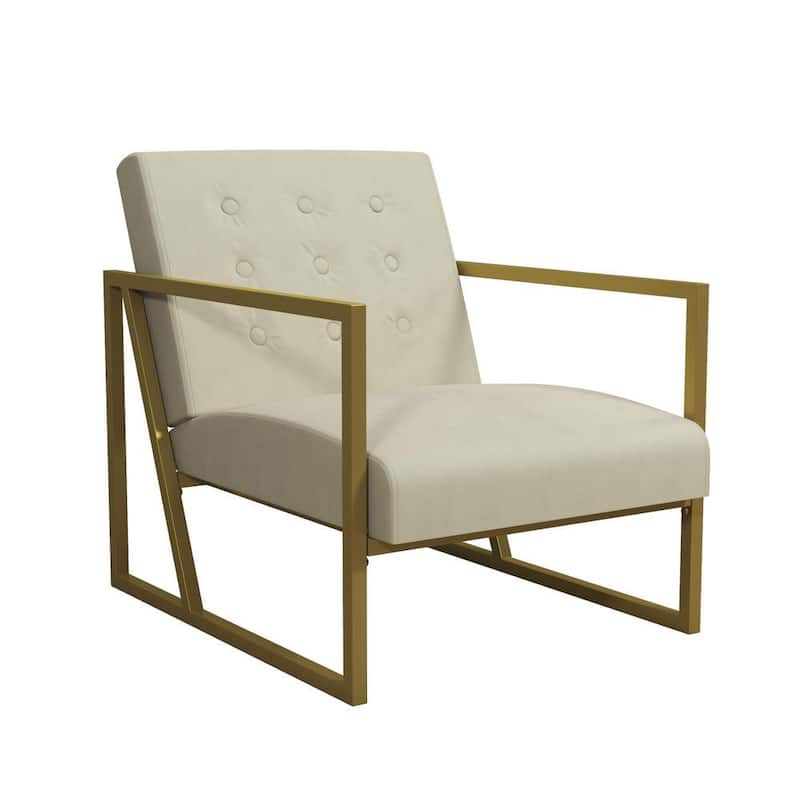 Lexington Ivory Velvet Upholstery Gold Frame Modern Chair