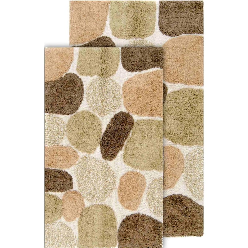 Pebbles 2-Piece Khaki Bath Rug Set (21 in. x 34 in. and 24 in. x 40 in.)