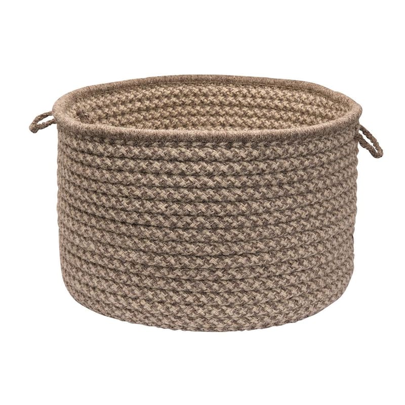 Natural Wool 24 in. x 24 in. x 14 in. Dogstooth Basket in Latte