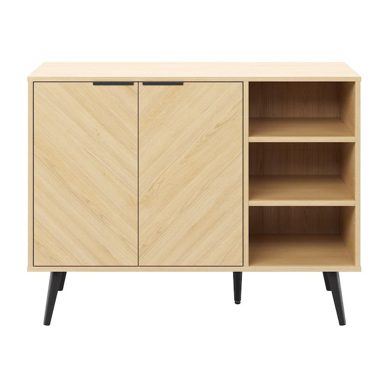 Himari Light Brown Sideboard Buffet with Open Shelves