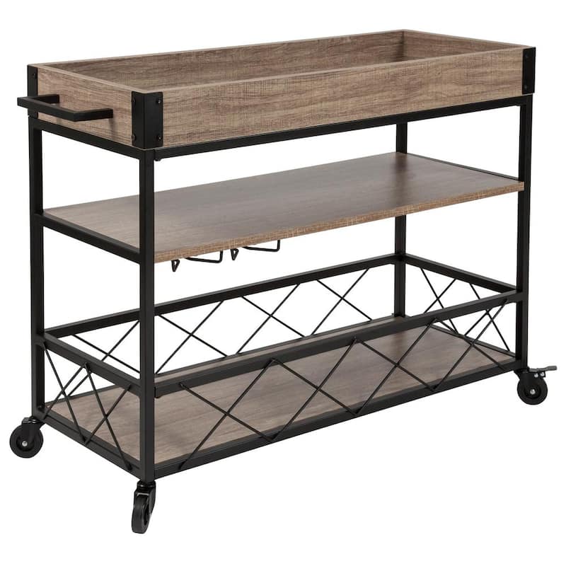 Light Oak Bar Cart With Wheels