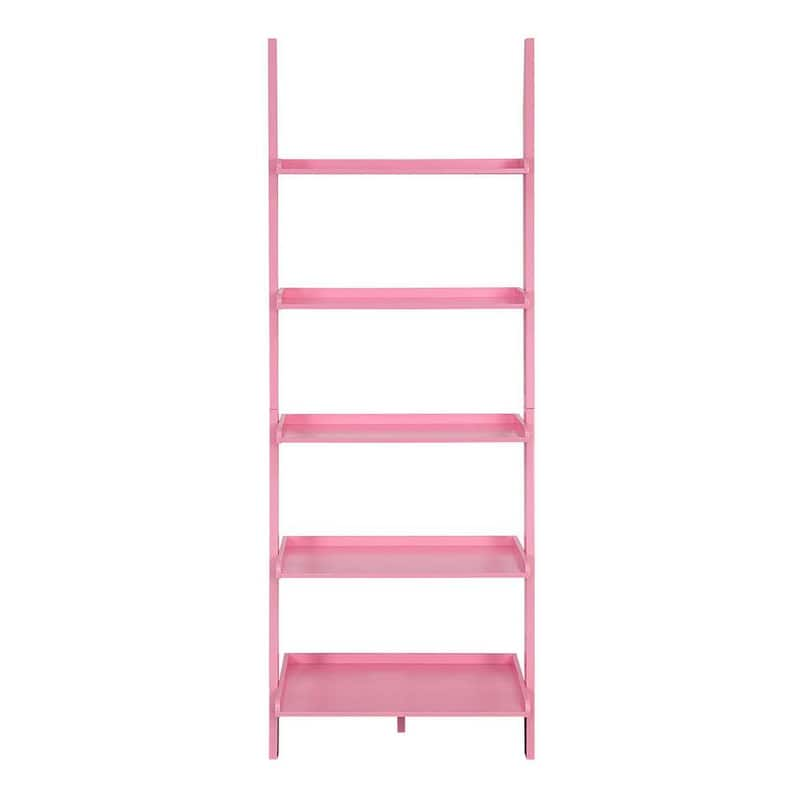 American Heritage 72 in. Light Pink Wood 5-Shelf Ladder Bookcase