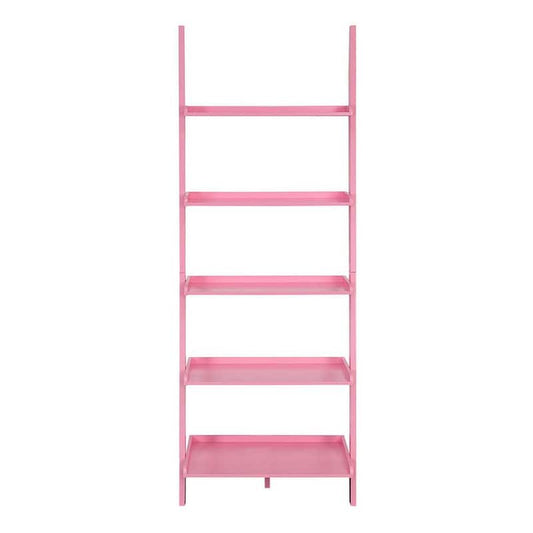 American Heritage 72 in. Light Pink Wood 5-Shelf Ladder Bookcase