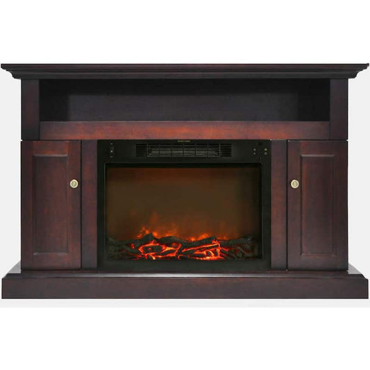 Sorrento 47 in. Electronic Fireplace Mantel with Insert in Mahogany