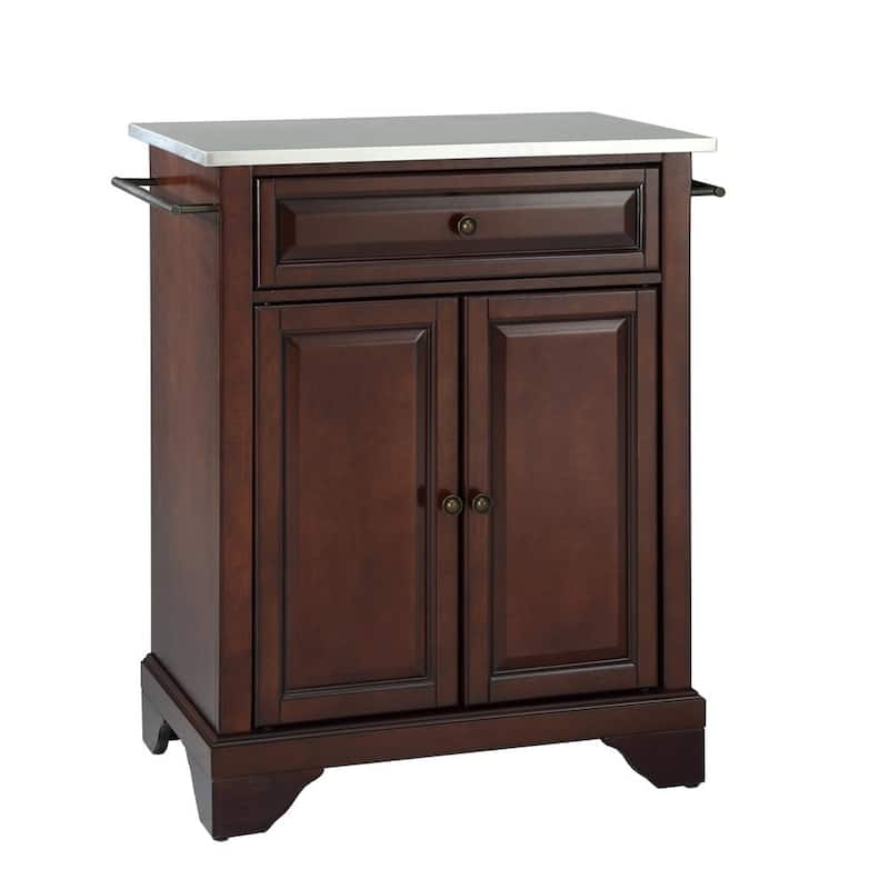 Lafayette Mahogany Portable Kitchen Island with Stainless Steel Top