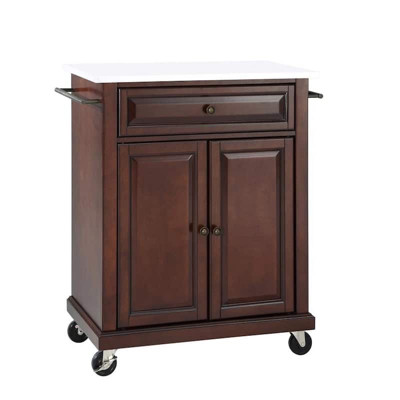 Mahogany Portable Kitchen Island with Granite Top