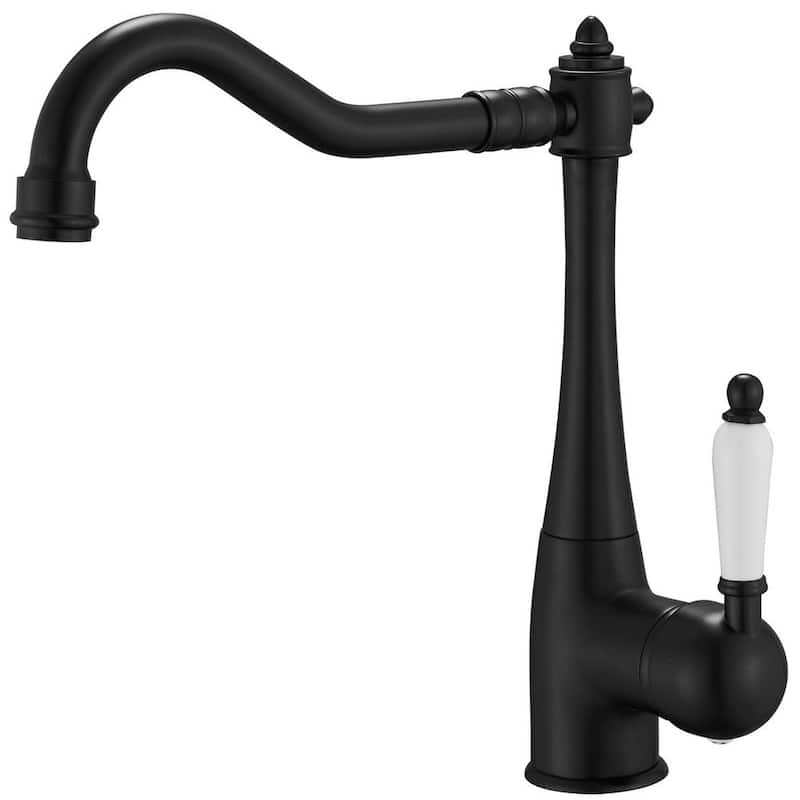 Traditional Single-Handle Standard Kitchen Faucet in Matte Black