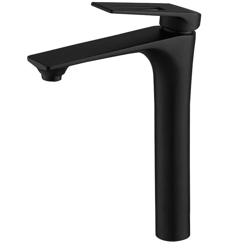 Single Hole Single Handle Bathroom Vessel Sink Faucet With Supply Hose in Matte Black