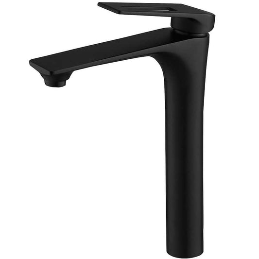 Single Hole Single Handle Bathroom Vessel Sink Faucet With Supply Hose in Matte Black