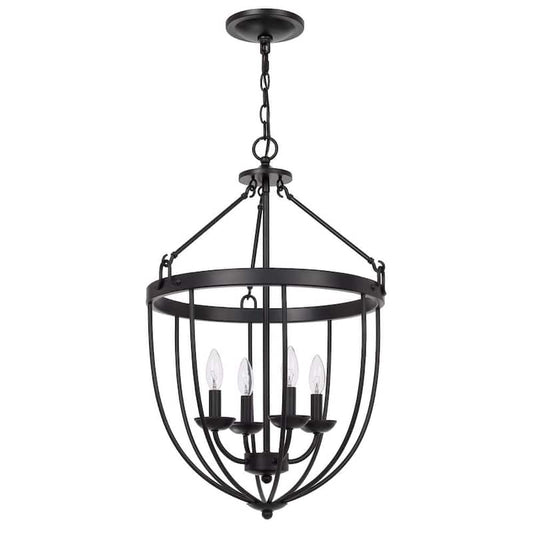 Grafton 4-Light Matte Black Metal Chandelier