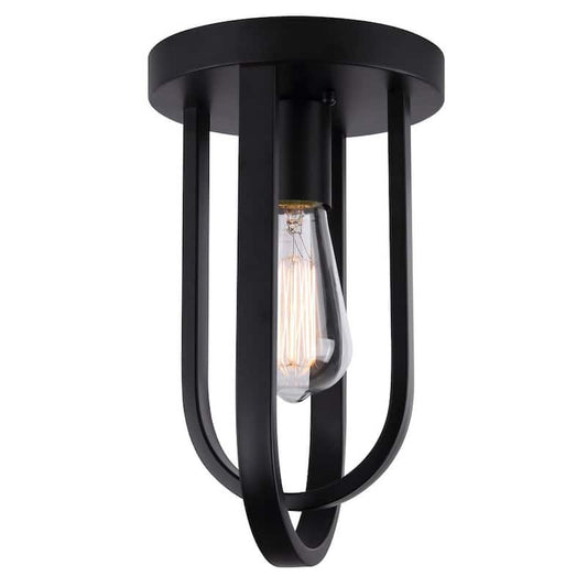 Dilan 6.75 in. 1-Light Matte Black Flush Mount