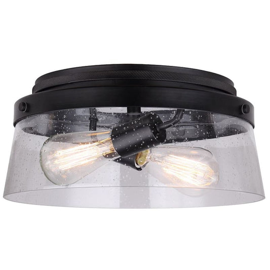 Declan 13 in. 2-Light Matte Black Flush Mount