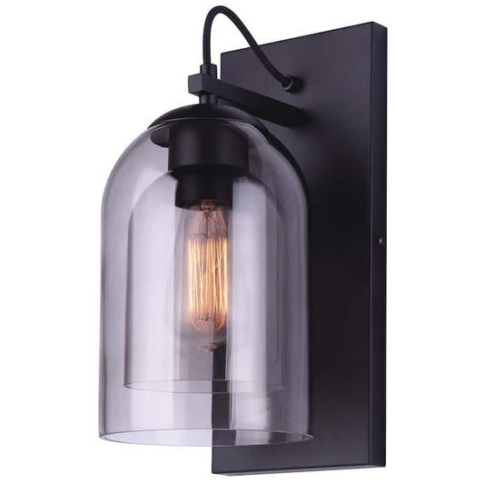 Alta 6 in. Matte Black Sconce with Double Smoked Glass Shades