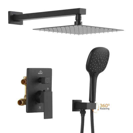 Luxury 3-Spray Patterns with 2.5 GPM 10 in. Wall Mount Dual Shower Heads in Matte Black