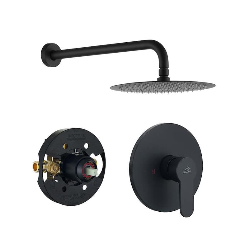 Luxury 1-Spray Patterns with 2.5 GPM 10 in. Round Wall Mount Rain Fixed Shower Head in Matte Black