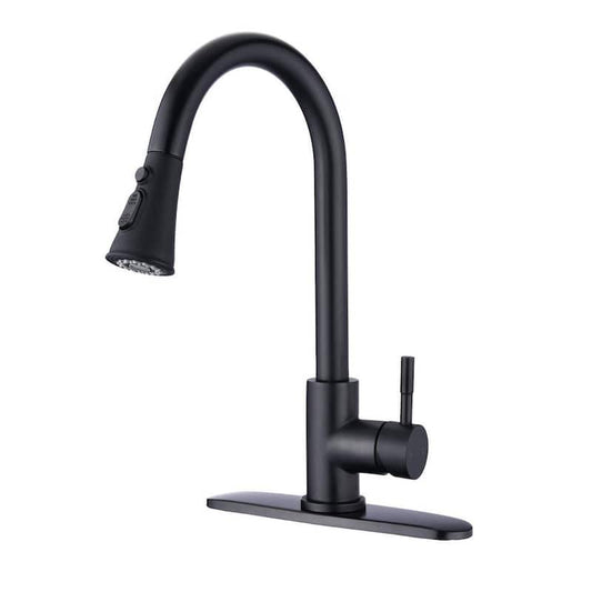 Single Handle Pull Down Sprayer Kitchen Faucet with Sprayer in Matte Black