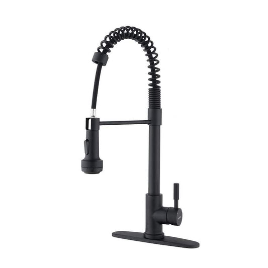 Single Handle Single Lever Pull Down Sprayer Kitchen Faucet in Matte Black