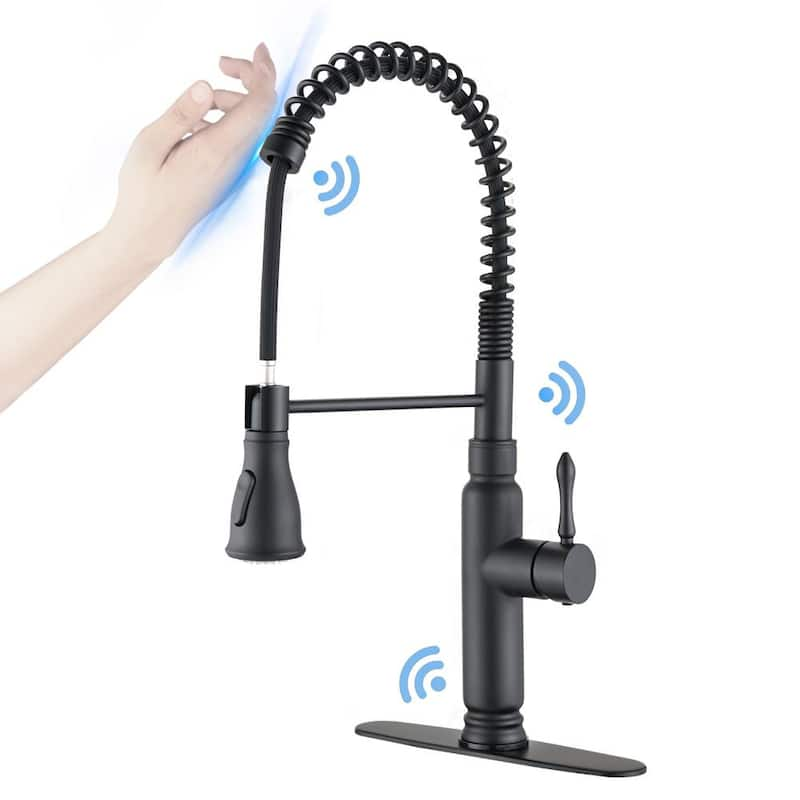 Single Handle Touch Pull Down Sprayer Kitchen Faucet in Matte Black