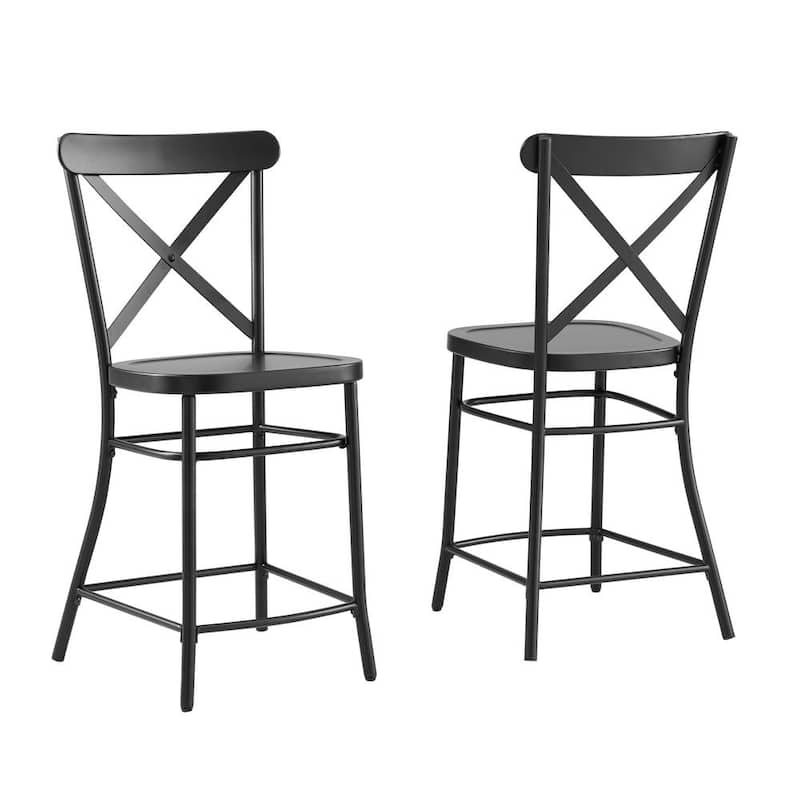 Camille Matte Black Metal Counter Stool Set