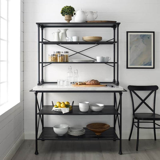 Madeleine Black Kitchen Island with Hutch