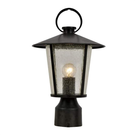 Andover 1-Light Matte Black Outdoor Lantern with Shade