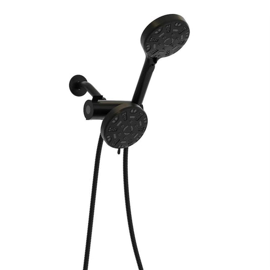 8-Spray Patterns with 1.8 GPM 4.7 in. Wall Mount Dual Shower Heads and Handheld in Matte Black