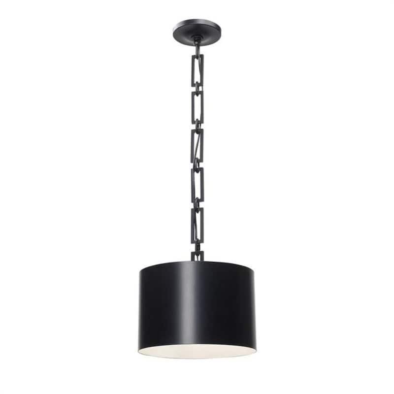 Alston 1-Light Matte Black + White Island Chandelier with Steel Shade