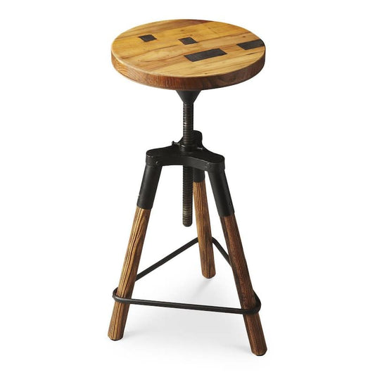 Hinton Reclaimed Wood Revolving Bar Stool 25.5 in. H x 15.0 in. W x 13.25 in. D