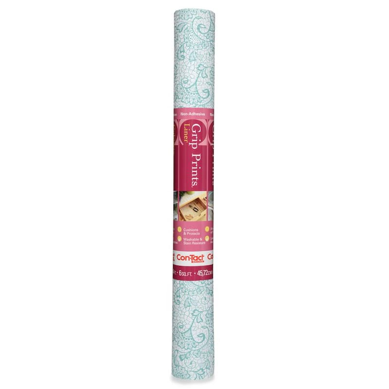 Grip Prints 18 in. x 4 ft. Monaco Teal Non-Adhesive Vinyl Top Grip Drawer and Shelf Liner (6-Rolls)