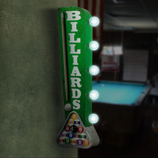 Billiards Pool Cue Vintage Marquee LED Sign