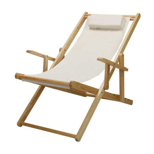 Natural Frame and Natural Canvas Solid Wood Sling Chair