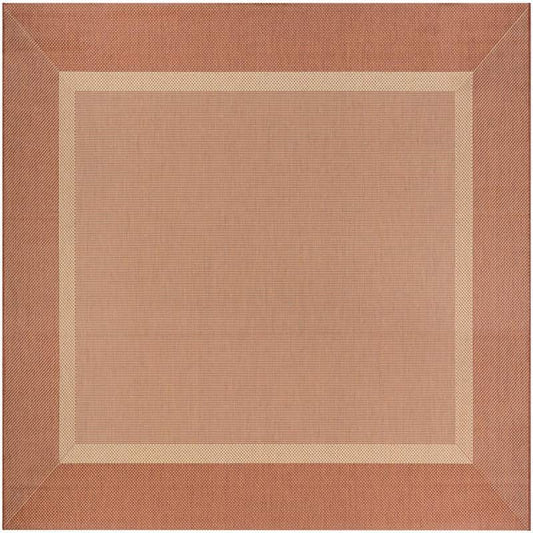 Recife Stria Texture Natural-Terracotta 9 ft. x 9 ft. Square Indoor/Outdoor Area Rug