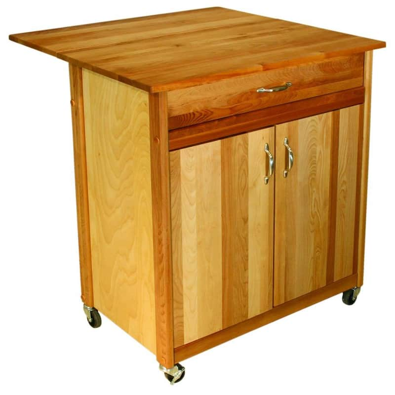 Natural Kitchen Cart With Butcher Block Top